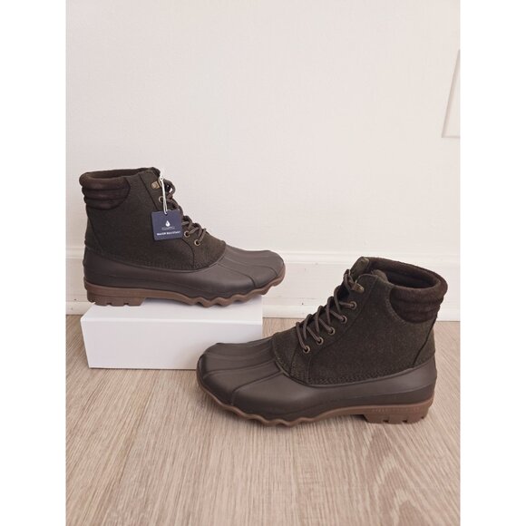 Sperry Avenue Olive Green Brown Wool Waterproof Duck Winter Mens Ankle Boots 10 - Picture 1 of 13